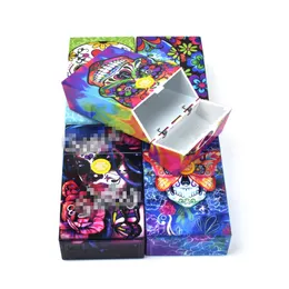 Coole bunte tragbare Tabak-Zigarettenetui aus Kunststoff mit Totenkopf-Muster, Aufbewahrung, automatisch öffnende Flip-Cover-Box, innovative Schutzhülle, Rauchen, DHL-frei