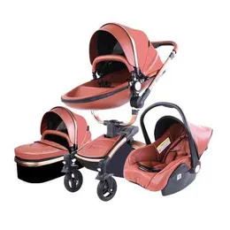 Wejście dla niemowląt hurtowo sprzedający się 3 w 1 luksusowy wózek do urodzonego powozu PU skórzany wózek krajobrazowy samochód 360 Rotacja