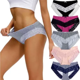 Comsoft 5PCS / Lot Women's Panties Mjuka Bomullsömmar Underkläder Set Solid Färg Andningsbara Tjejer Ladies Underkläder Byxor 210730