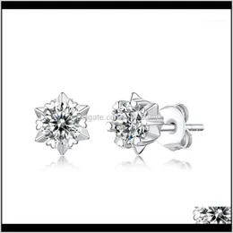 드롭 배달 2021 여성을위한 Moissanite Snowflake Classic 6 S925 Stud Sier Jewelry Earrings Fashion Earring11 V8ZWP