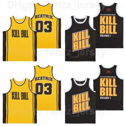 Film film Kill Bill Jersey Volume 03 Beatrix Basketball Team Color Yellow Black Away Away Oddychający Hyfop Pure Cotton for Sport Fan Doskonałe męskie męskie