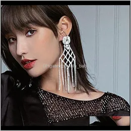 Charm Jewelry Drop Delivery 2021 Fashion Style Exaggerated Alloy Diamond Mesh Tassel Womens Temperament Dinner Claw Chain Earrings Lmhbj