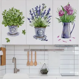 Adesivos de parede 1pcs removíveis grandes vasos de flores decoração para salas de estar janelas de vidro papel de parede decorativo de vidro