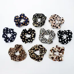 Moda Kobiety Vintage Lampart Drukuj Velvet Hair Scrunchies Big Stretch Elastic Lina Zespoły Podstawowe Włosy