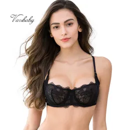 Varsbaby Sexy 1/2 szklanki bez przewlekłych bielizny Underwire Transparent oddychający koronkowy ABCD Cup Bras 210623