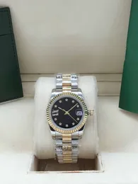 DateJust 31mm Automatyczny Ruch Mechaniczny Męskie Zegarek Zegarek Zegarek Złoty Silver Stal Nierdzewna Pasek 2813 Crystal Diamond Star Zegarki Czarne Gold Dial Decor