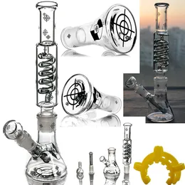 10,6 Zoll abnehmbare Stars Logo Wasserbongs Downstem 14,4 mm Kopf mit Kunststoffclip in zufälliger Farbe Dab Rigs Glasbong