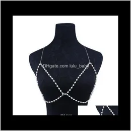 Jewelry Drop Delivery 2021 Belly Chains Europe And United States Fashion Handmade Artificial Pearl Bra Body Chain 7Wqfc