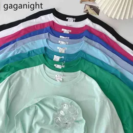 Gaganight 9ソリッドカラーコットンTシャツの女性M-XL原宿ホワイトTシャツフェムムOネック夏ティートップス基本Tシャツドロップ210519