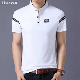 Liseaven męska koszulka z krótkim rękawem Mandarin Collar T-shirt Tops Tees Mężczyzna Koszulki Mężczyźni Odzież 210629