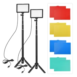 USB-LED-Videoleuchte, Fotografie-Beleuchtung, 3200–5600 K, 120 LEDs, 58 Zoll höhenverstellbares Stativ, 5 * Filter für Live-Streaming