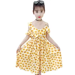 Dress For Girls Floral Beach Summer Kids es Casual Style Costumes 6 8 10 12 14 210527