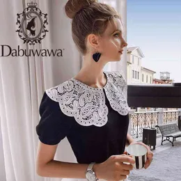 Dabuwawa эксклюзивные старинные женщины блузка рубашка с коротким рукавом кружева верхняя элегантная работа носить случайные милые леди Tops do1bts004 210520
