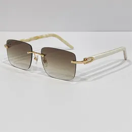 Män lyx märke designer populära solglasögon vintage retro kvadrat rimless solglasögon guld ram mode zonnebril kvinnor ramlösa glasögon 012
