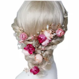 Dwwtkl Rose Headpieces Zestaw kwiatów biżuterii Bidyjne Akcesoria, głowy na ślub lub impreza