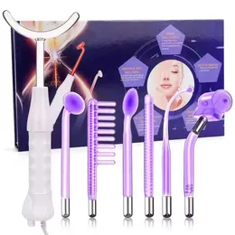 7 Wands Tube High Frequency Facial Machine Spot Acne Ta bort ansikte Kropp Hud Elektroder Glas Spa Skönhetsmassager