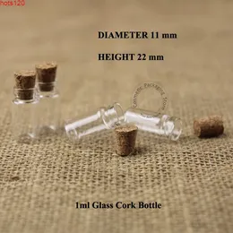 1000 шт. / Лот 1 мл D11XH22MM Стеклянная бутылка с древесиной CORK MINI Желание Подарочная проба образца Косметическая контейнерная упаковка Кол-во