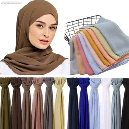 Szaliki wysokiej jakości bańka szyfonowa szalik muzułmański islamski zwykły hidżab chusta na głowę długie szale arabski Shayla szalik 180*70cm