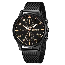 Wristwatches Moda Ze Stali Nierdzewnej Czarny Mężczyźni Zegarki Genewa Casual Dress Sport Kwarcowy Człowiek Zegarek Stylowy Luksusowy Zegar Reloj Hombre 2021