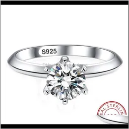 Band Jewelry Drop Drobling 2021 White Solitaire Ring 925 Sterling Sier Diamond Engagement Rings for Women UVTRB