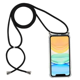 1.5mmの携帯電話のケースiPhone x 13サムスンのオペドヴィボの高級透明ハンドバッグ耐震性のケースの衝撃防止スマートフォン保護カバーロープでロープ