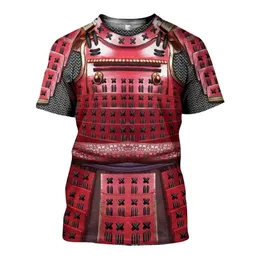 Sommar T-shirts 3D Printed Samurai Armor Men Harajuku Fashion Short Sleeve Shirt Street Casual Unisex T-shirt Top 210629