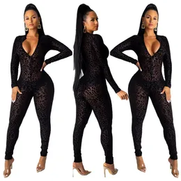 Djurinstinkt mesh bodystocking leopard sexig kjol se genom velour långärmad rompers kvinna hoppar midnatt clubwear 011912