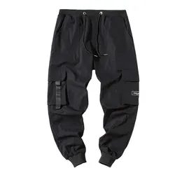 2021 homens multi-bolso elástico cintura harem calça streetwear punk hip hop casual calças casuais corredores masculino calças de carga y0927