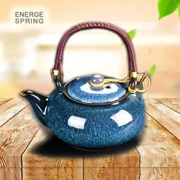 ENERGE SPRING Ceramic Teapot Large 700ML Home Handle Pot Room Accessories Cold Kettle Vintage Celadon Set 210813