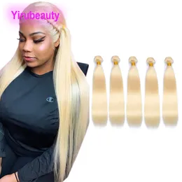 Brazilian Human Hair 613# Color 5 Bundles Silky Straight Body Wave Five Pieces Double Wefts Blonde