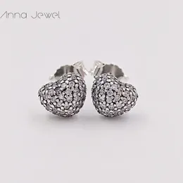 Hot Designer Biżuteria Autentyczne 925 Sterling Silver Love Heart Stud Kolczyk Kolczyki Pandora Luksusowe Kobiety Walentynki Grafika urodzinowa 290541CZ