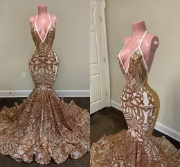 Seksi Uzun Mermaid Abiye 2022 Halter Kolsuz Altın Pullu Afrika Siyah Kızlar Backless Balo Parti Abiye Vestido Longo Dourado CG001