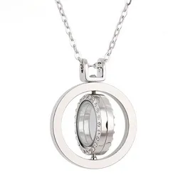 Silver gold Rotatable Locket Necklace Crystal Openable Round Pendant with Chains for Women DIY Fashion Jewelry Will and Sandy