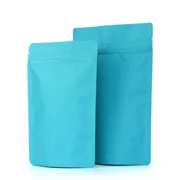 濃厚なマットの深い青色のアルミホイルジップジッパーバッグ再想像可能なグランドコーヒーパウダーナッツスナックチョコレートウェディングX-Masギフトロゴ