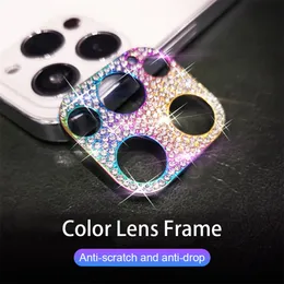Filme colorido da lente do protetor da câmera do diamante do metal da Apple para o iPhone 12 Pro Max Mini 11 Glitter Crystal Lens Capa protetora