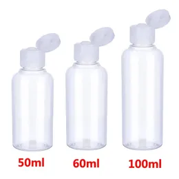 Bottiglie vuote di plastica da 5 ml 10 ml 20 ml 30 ml 50 ml 60 ml 80 ml 100 ml Bottiglia trasparente in PET riutilizzabile con tappo a scatto per contenitore liquido per lozione shampoo