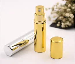 Brilliant Gold Silver 5 ml påfyllningsbar portabel mini parfymflaska Traveller Aluminium Spray Atomizer Tom parfymbehållare