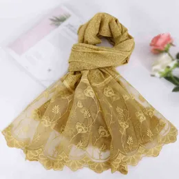 -Fashioned Monochrome Wholale Cotton Shawls Stole Solid Color Muslim Hijabs Nice-looking Hem Embroider Lace Scarv