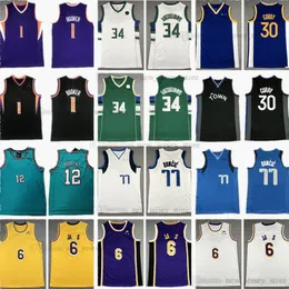 Youth Boys Mens Basketball 12 JaMorant James Jerseys New Kids Stitched 1 DevinBooker 30 StephenCurry 34 GiannisAntetokounmpo 77 LukaDoncic Jersey