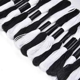 Black and White Cross Stitch Thread Embroidery Floss Skeins Black Color Hand Sewing Threads DIY Craft Needlework