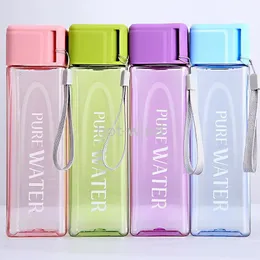 Outdoor Portable Water Mug 17oz 500ml Sport Water Bottle Fashion Square Transparent Tumbler Large Capacity Water Bottles Plastic Cup FY4134 EE