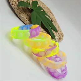 Silicone Bangle Kids DIY Camouflage Change Color Push Bubble Silicone Bracelets Decompression Fidget Finger Toys Bracelet Puzzle Press Stress Wristband G9194YU