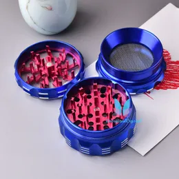 Blue and Red 4-layer Pieces Aluminium Alloy Metal Herb Tobacco Grinder Crusher