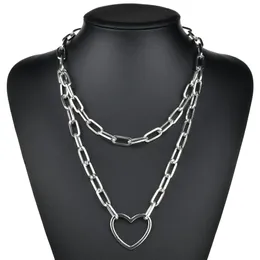 Kobiety Choker Stopu Naszyjnik Warstwy Serca Wisiorek O Cross Trace Chain Link Punk Hip Pop Biżuteria Regulowany