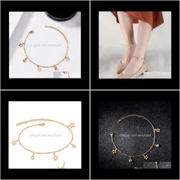 Drop Delivery 2021 Jeworna Korean Boho Starfish Women Foot Chain Jewelry Anklet Bracelet Femme Cheville Bijoux Pulseras Rose Gold Anklets Job