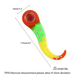 Курительные трубы YHSWE 4.5 '' 'Сквозь кальмар в форме ручной трубы IAB RIG WATER HERB BUBLER со стеклянной миской теплостойкость