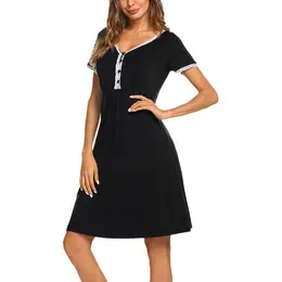 Women's Maternity Dresses Short Sleeve Straight Nursing Dress Breastfeeding Nightshirts Clothes Mother Home Daily Outfit L3 Y0924
