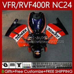 OEM Ciało dla Honda RVF400R VFR400 R VFR400R NC24 V4 87 88 Nieruchomość 78NO.19 RVF400 RVF VFR 400 R 400RR 87-88 VFR 400R VFR400RR 1987 1988 Motocykl Fairing Respol Blue Blk