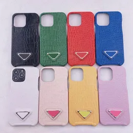 Custodie per telefoni Designer P Triangle Letter per iPhone 13 13pro 12 Mini 12pro 11 Pro Max X Xs Xsmax Xr 8 7 Plus Custodia in pelle con motivo a coccodrillo Cover colorata