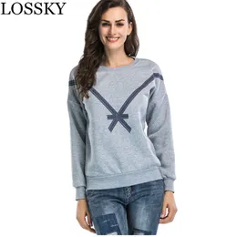 LOSSKY Women Casual Autumn Hoodies Round Neck Long Sleeve Sweatershirt Pink Gray Female Fall Hoody Clothing 210507